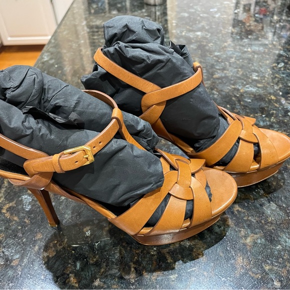 Yves Saint Laurent Shoes - Saint Laurent brown leather strappy heels - MINT CONDITION